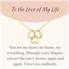 GAVU Collana da Donna in Argento Placcato Oro 14k con Ciondolo Trifoglio con Punto Luce di Cubic Zirconia, Collana Trifoglio Donna To The Love of My Life all'Amore della Mia Vita