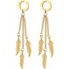 Flongo Orecchini a cerchio da donna con piuma pendenti: orecchini a clip con piume delicate senza foro, orecchini gotici a catena lunga con cerniera