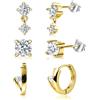 Ulable 3 Paia Orecchini Donna, Huggie e Orecchini a Perno Con zirconi | anallergici leggeri,per piercing multipli,cartilagine,Helix Tragus,set gioielli regalo donna compleanno,Natale anniversario