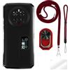 ESACMOT Bundle accessori per custodia per Doogee V40 Pro - Nero+Rosso | 6.78 Combo 4-in-1 include custodia in TPU, lanyard tracolla/collo, cinturino da polso e supporto ad anello per dito