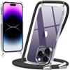 caslord Trasparente Cover con Cordino per iPhone 14 Pro Max | 1,6 m Regolabile | Antiurto | Anti-ingiallimento | Anti-Graffio | Nero