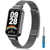 PaceBid Metallo Cinturino per Xiaomi Smart Band 9 Active/Redmi Smart Band 3 | Metallo Acciaio Inossidabile Con Fibbia Donna Uomo Cinturini di Ricambio per Xiaomi Redmi Watch 3/Mi Band 9 Active, Nero