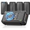 Kruilan Batteria esterna solare 63000mAh caricatore portatile senza fili con 4 cavi | caricatore solare con 4 pannelli solari, PD QC 3.0 carica rapida, lampade tascabili per campeggio