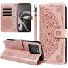laddutoi Cover per Motorola Moto G37/G47, Magnetica Flip Case, Rosa | Custodia con supporto, Portafoglio in Pelle, Slot per scheda, Wallet Cover con cordino, Protezione a 360 gradi, Mandala