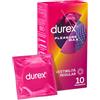 Durex Pleasure Max Preservativi Uomo Lattice di Gomma Naturale Extra Lubrificati Forma Easy-On con Serbatoio Rilievi e Nervature Stimolanti Vestibilità Regular Spessi - Confezione da 10 Profilattici