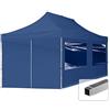 TOOLPORT Gazebo Pieghevole Giardino 3x6m - 4 Laterali Alluminio Telo Idrorepellente Padiglione Mercati Sagre Blu