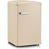 SEVERIN Mini Frigorifero Retrò Crema, 108 Litri, Congelatore 13L, Silenzioso (37 dB), Classe D, Luce LED, Cassetto Veggibox, Maniglie Cromate, Portabottiglie, 55,0 x 61,5 x 89,5 cm - RKS 8833