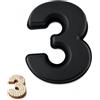 Doafoce Stampo per torte con numero 3, grande stampo in silicone digitale | Stampi per torta 3D per compleanno di anniversario (nero)