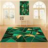 ARUGYTEI Tappeto Pelo Corto,Verde smeraldo, geometrico, oro,80 x 120 cm, Tappeti per Camera da Letto Soggiorno Cameretta Tappetino per Letto Divano, dark green