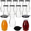 MamboCat MIA MISURA Set di 12 caraffe per vino con coperchio in plastica nera, 0,5 litri, calibrato, brocca in vetro con beccuccio e manico per vino, acqua, succhi di frutta, latte & Co.