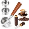 Naapesi Portafiltro Senza Fondo 51mm 3 Anelli Compatibile DeLonghi Dedica EC680 EC685 EC885, Filtro Acciaio Inoxidable x2 + Agitatore WDT 6 Aghi - Kit Barista con Manico ABS (B)