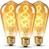 Caldarax 3 Pezzi Lampadina LED Edison Vintage E27 4W Dimmerabile, Bianco Caldo 2200K | Equivalente a 40W, Vetro Ambrato, AC 220V, 400LM, Retro Stile ST64 Spirale Filamento, Lampadine Decorativa per Bar Caffè