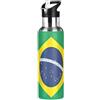 RPLIFE Borraccia sportiva isolata senza BPA, 590 ml, in acciaio inox, per palestra, viaggi, scuola, bandiera del Brasile
