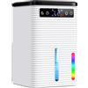 Aetherium 2500ml Deumidificatore Casa Muffa Portatile Silenzioso - 2 Velocità (L1/L2), Timer 2-12 ore, Spegnimento Automatico, 7 Luci a LED e Sbrinamento - Ideale per Casa, Ufficio, Camera da Letto (Bianca)