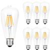 HUAMu Lampadine di Filamento a LED Attacco E27, ST64 Edison Vintage,6W EquivalentI a 60W, 600Lumen, Luce Bianca Calda 2700K,Consumo Basso,Risparmio Energetico,Non Dimmerabile - Pacco da 6 Pezzi