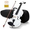 Bonnlo Violino per Bambini e Principianti, Misure 1/4, 1/2, 3/4 e 4/4, Violino in Legno Compensato di Tiglio con Acro in Legno Rosso, Astuccio, Colofonia e Mentoniera, 4/4, Bianco