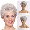 AUBWIG Parrucca per capelli corti bianchi corti e ricci Parrucca corta con taglio pixie con frangia per donne Parrucche sintetiche naturali soffici resistenti al calore (argento bianco #3E)