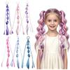 FOSDICK 6 Pezzi Extension Capelli Colorati, 40cm Treccia Finta Capelli, Ciocche Colorate per Capelli Bambina con Elastico, Extension Treccine per Uso Quotidiano, Feste, Regali Decorativi (Colorato)