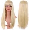 HTTDSLF 24 Pollice/60 cm Lungo Lisci Con Frange Sintetico Capelli, Parrucca bionda con frangia, Parrucca Bionda, Parrucca per Feste Cosplay Quotidiano