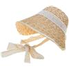 Ameble Cappellino da Sole in Paglia Stile Vintage Lolita Francese da Donna con Nastro in Pizzo, Cappello da Sole da Spiaggia Personalizzabile Fai-da-Te per attività all'aperto, Giardinaggio