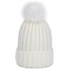 LAUSONS Berretto a Coste Donna con Pompon in Pelliccia Sintetica Rimovibile Cappelli Lavorato a Maglia Invernali