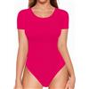 ALGALAROUND Body da donna a maniche corte aderente con scollo rotondo, in cotone ELegant