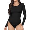 ALGALAROUND Body da donna a maniche lunghe, con scollo rotondo, classico, a maniche lunghe, in cotone ELegant, top da donna