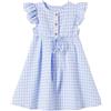 Ugitopi Vestito Cotone e Lino Maniche Svolazzanti Abito Bambina