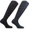 CALZE PRESTIGE (2 Paia) Calze Uomo Lunghe a Coste in pregiatissima Lana Merino Extrafine, Elasticizzate, Calde e morbide (A1 Blu-Jeans)