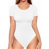 ALGALAROUND Body da donna a maniche corte aderente con scollo rotondo, in cotone ELegant