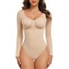 Wiepux Body Modellante Donna Pancia Vita Contenitivo Shapewear | Intimo Modellante Bodysuit Senza Cuciture，Scollo Cuore Elegante Slim Fit Vestibilità Aderente Maniche Lunghe Top da Uscire