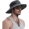 Wmcaps Cappello Pescatore Uomo e Donna Tesa Larga Boonie Uomo Cappelli Anti UV Protezione Solare Estivo Safari, Militare Cappellino Montagna e Trekking Cowboy Bucket Hat (Grigio Scuro)