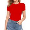 ALGALAROUND Body da donna a maniche corte, scollo rotondo, basic da donna, maglietta estiva, top top, Colore: rosso, M