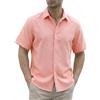 Gavliuu Camicia da uomo in lino con bottoni nascosti, casual, estiva, da spiaggia, a maniche corte, da uomo