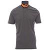 PAYPER Memphis Polo da Uomo a Manica Corta 100% Cotone Bordo Manica a Costine Spacchetti Laterali Rinforzo Sagomato Retro Collo Grigio Smoke/Vibrant Orange-Nero (3XL)