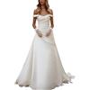 SEVENYXX Abito da Sposa in Raso Lungo A-Line Abito da Sposa, Avorio, 46