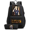 Huacaiyu Anime Haikyuu Zaino + Astuccio 2pcs Set Karasuno Cosplay Hinata Shoyo per Multifunzione Zaino da Viaggio Bookbag con serratura Daypack Borsa da Scuola Nero