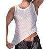 AIEOE Canottiera super elasticizzata da uomo, vestibilità aderente, canotte da palestra, canotte senza maniche, maglia a rete trasparente, abbigliamento da notte, bianco, Taglia unica