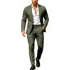 Generisch Tuta da uomo, set da 2 pezzi, estiva, spiaggia, matrimonio, sposo, pantaloni per ballo, smoking giacca e pantaloni, set elegante per affari, matrimonio, abito da sera casual, verde militare