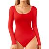 ALGALAROUND Body da donna a maniche lunghe, a maniche lunghe, con scollo a U, doppio, foderato, top da donna, maglione elegante, a maniche lunghe