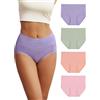 INNERSY Mutande da donna a vita alta, slip in cotone, mutandine morbide da donna, confezione da 4