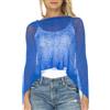 SHU-SHI, donne - Poncho trasparente Coprispalle estivo casual Bolero Maglia leggera blu