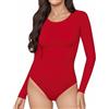 ALGALAROUND Body da donna a maniche lunghe, con scollo rotondo, classico, a maniche lunghe, in cotone ELegant, top da donna