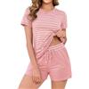 Crewhpo Pigiama Notte Donna Estivo Due Pezzi Manica Corta Scollo a V