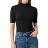 ALGALAROUND Maglietta da Donna con Colletto Alto a Maniche Corte 1/2 T-Shirt Basic a Maniche Lunghe Top Long Sleeve per Donna 2025 Autunno Outfit, Nero , M