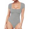 ALGALAROUND Body da donna a maniche corte con collo quadrato sexy elegante basic camicia top body donna festa estiva