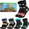 MINECRAFT Calzini Divertenti Bambino, Confezione da 3 o 4 Paia Morbido Creeper Calze Calde Polpaccio, Idea Regalo per Gamer (Nero/Multicolore/5 Pacco,36/40 EU)