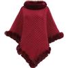 NLAND Poncho Donna Invernale Caldo Elegante Mantella in Maglia | Scialle in Pelliccia Sintetica Spessa e Morbida,Leggero,Traspirante e Caldo,per Autunno e Inverno,Taglio Oversize
