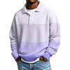 Generic Sweatshirt da uomo, top a maniche lunghe con colletto polo e bottoni in tessuto a nido d'ape, misto cotone, design a righe casual per tutti i giorni, tempo libero, ufficio, 01 viola chiaro, S