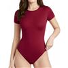 ALGALAROUND Body da donna a maniche corte con doppia fodera, Borgogna, XX-Large